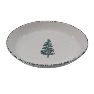 Furio Festive Christmas Sponge Tree 14” Oval Ceramic Serving Platter Holiday Dis